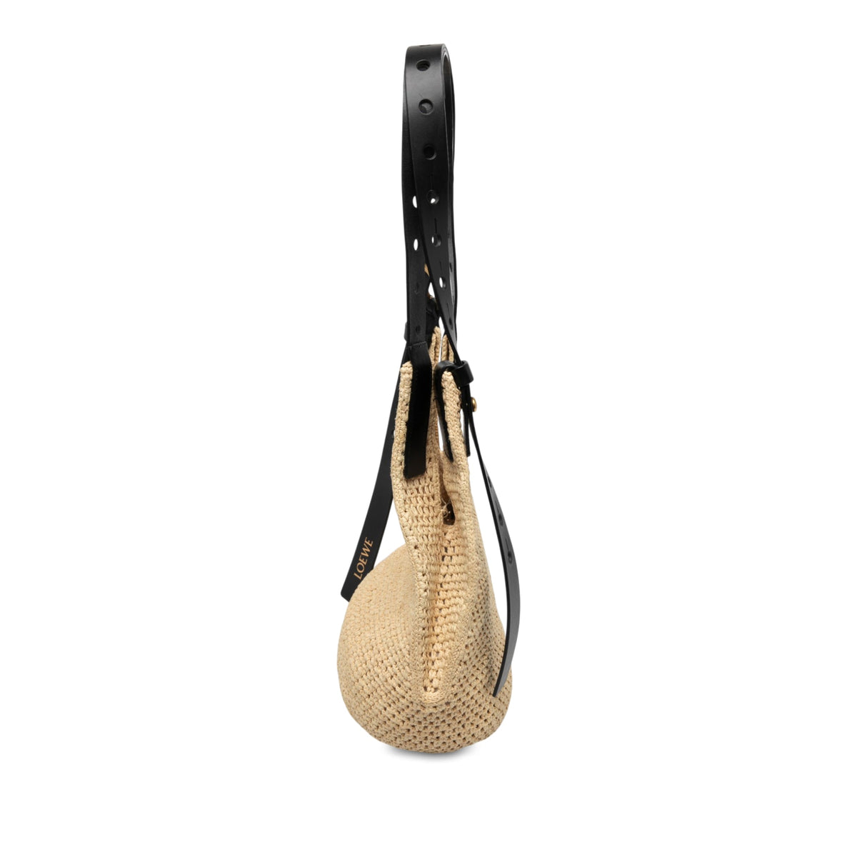 LOEWE Small Raffia Punch Hole Hobo — Beige