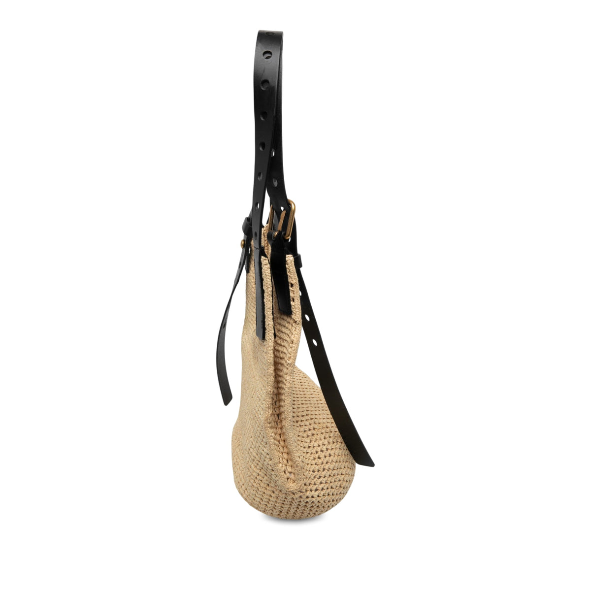 LOEWE Small Raffia Punch Hole Hobo — Beige