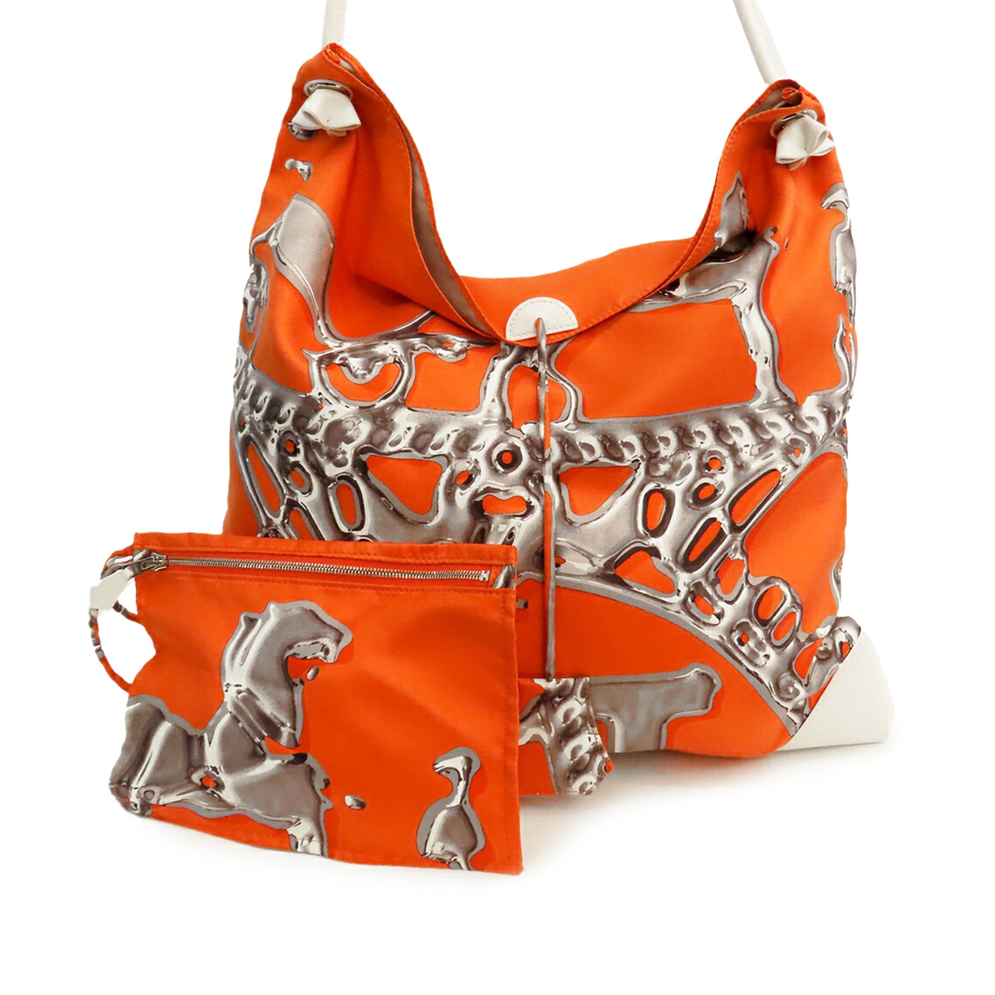 Hermès Silk and Barenia Vif Argent Silky City 38