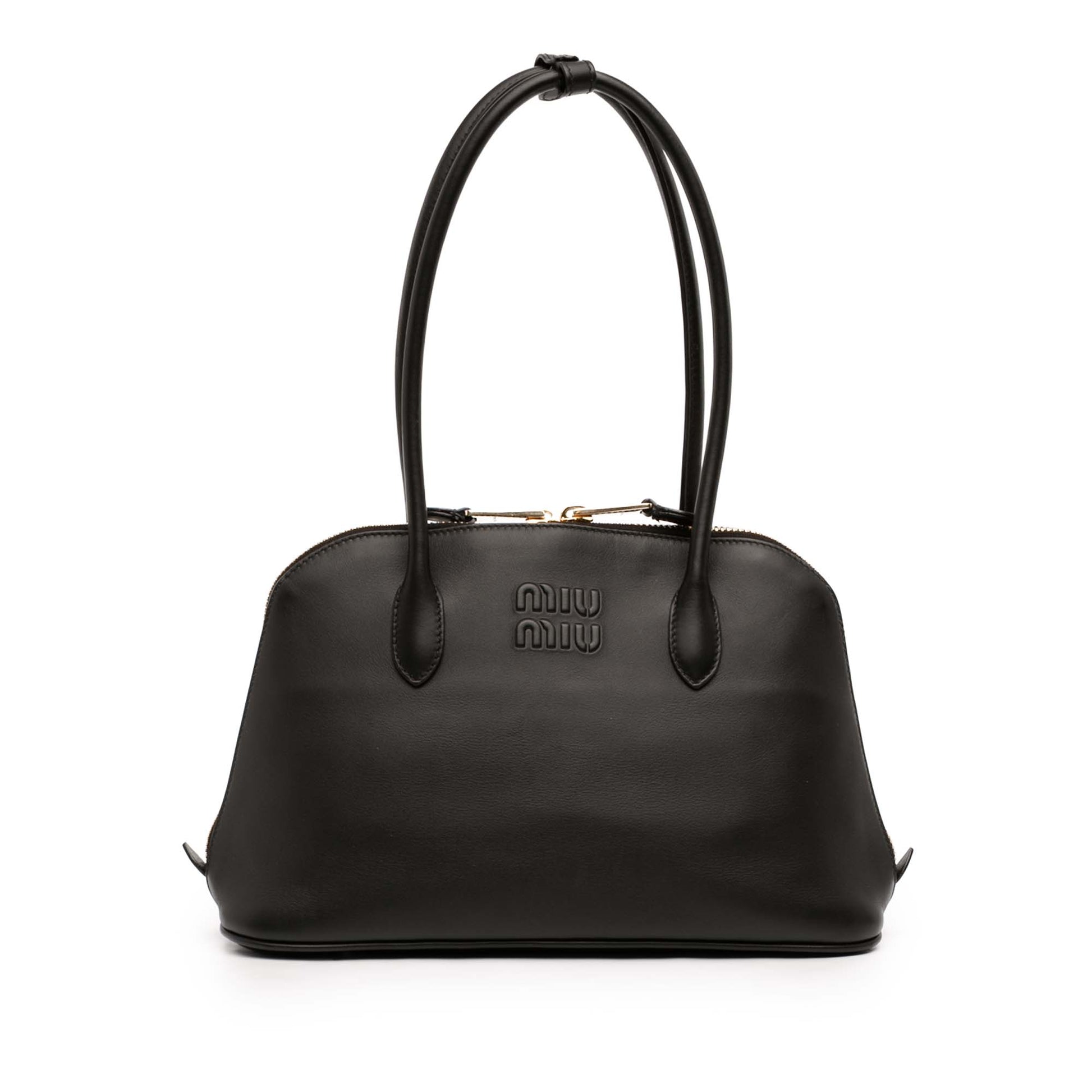 Miu Miu Softy Calfskin Embossed Logo Shoulder Bag