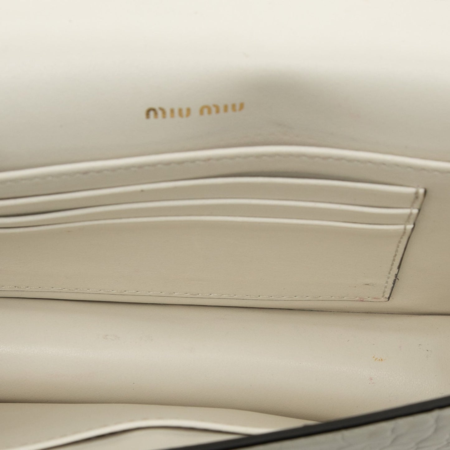 Miu Miu Croc Embossed Leather Crystal Solitaire Crossbody