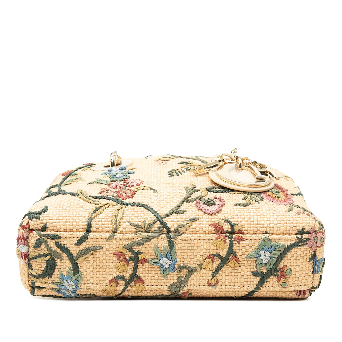 Dior Micro Floral Embroidered Raffia Lady D Joy — Beige