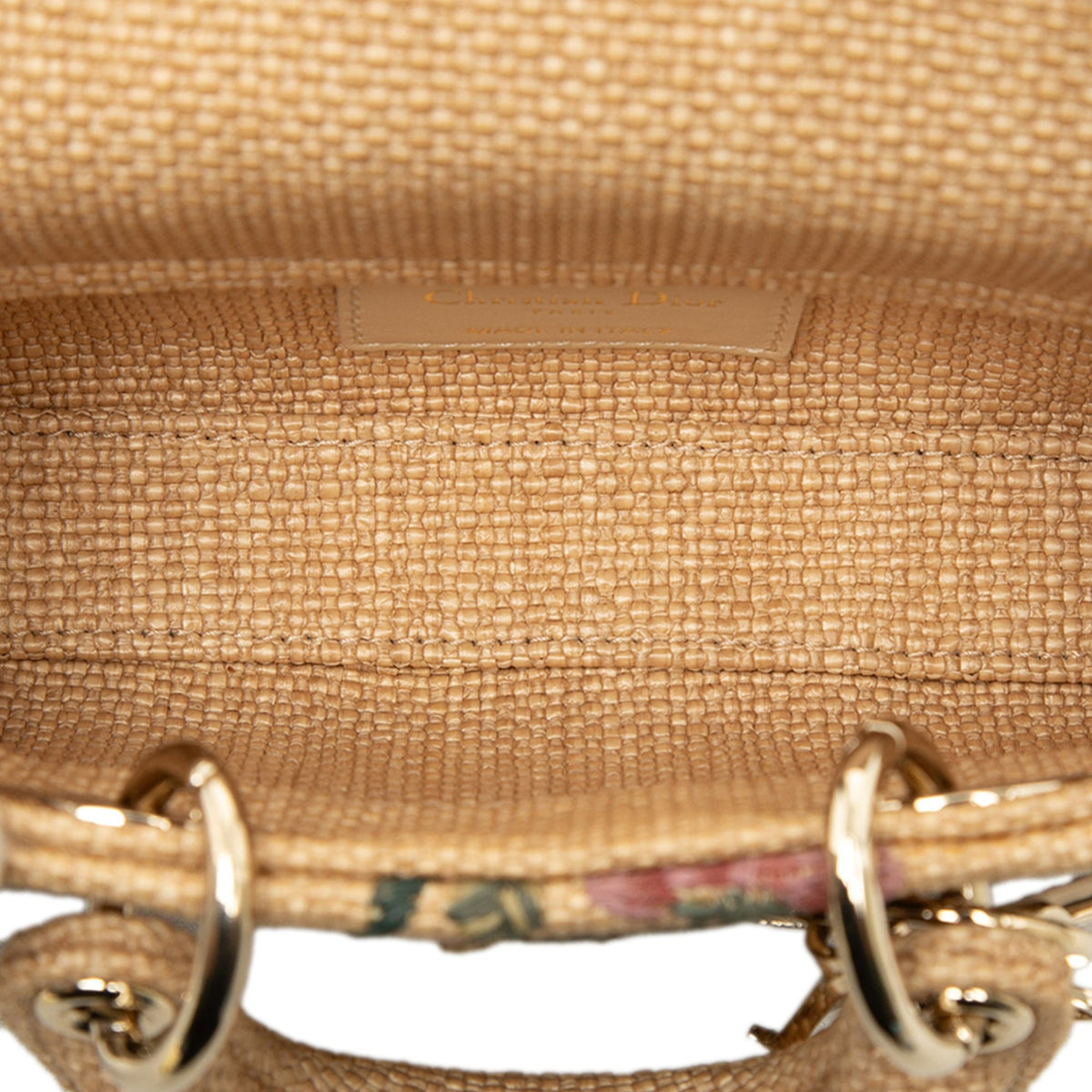 Dior Micro Floral Embroidered Raffia Lady D Joy — Beige