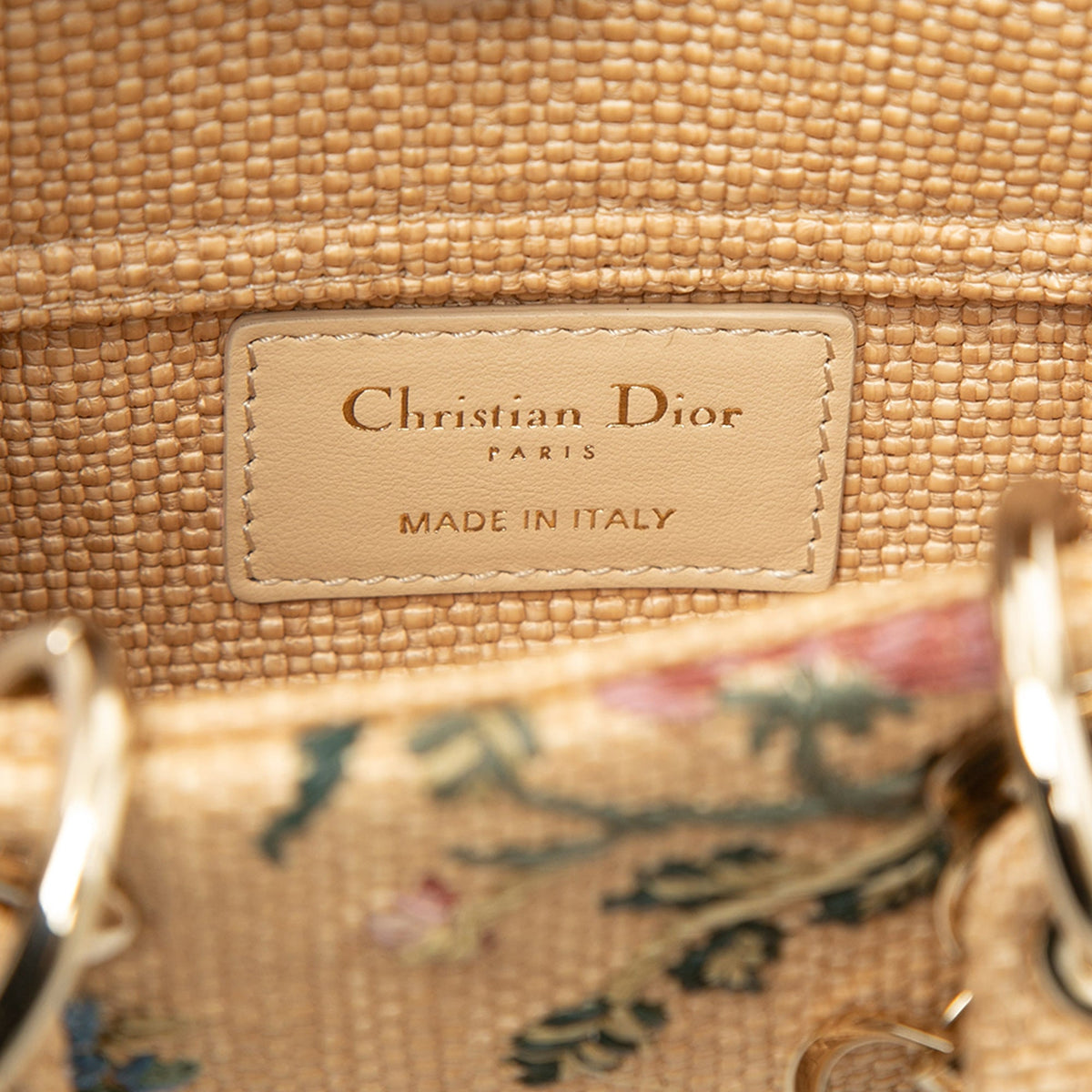Dior Micro Floral Embroidered Raffia Lady D Joy — Beige