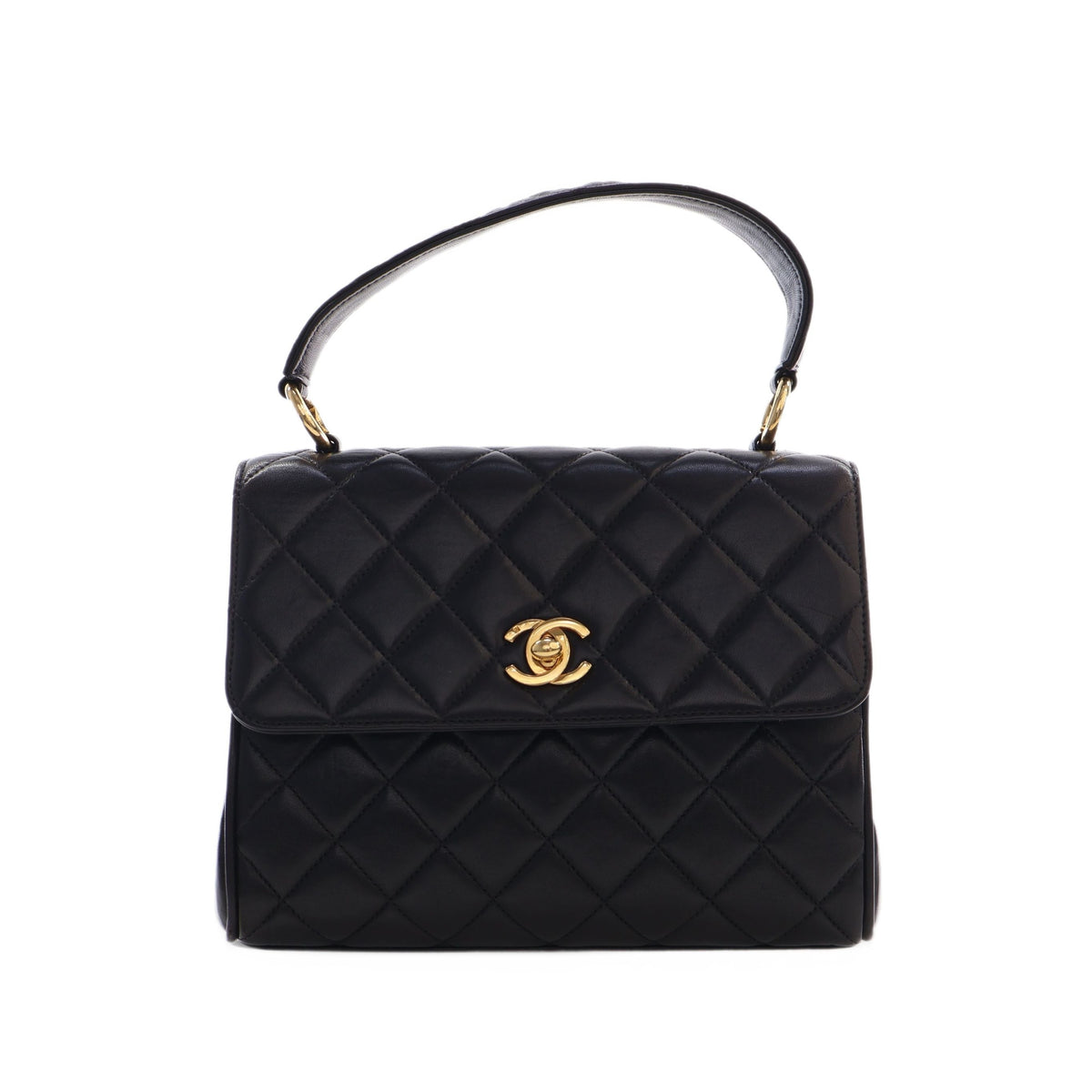 Chanel Mini Quilted Lambskin Kelly Top Handle Bag — Black