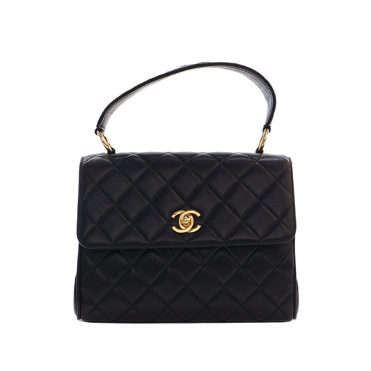 Chanel Mini Quilted Lambskin Kelly Top Handle Bag — Black