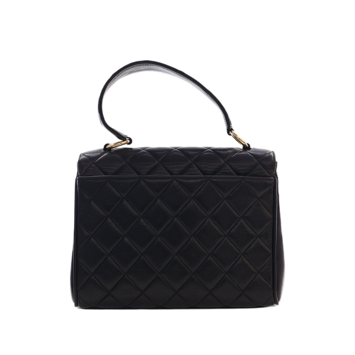 Chanel Mini Quilted Lambskin Kelly Top Handle Bag — Black