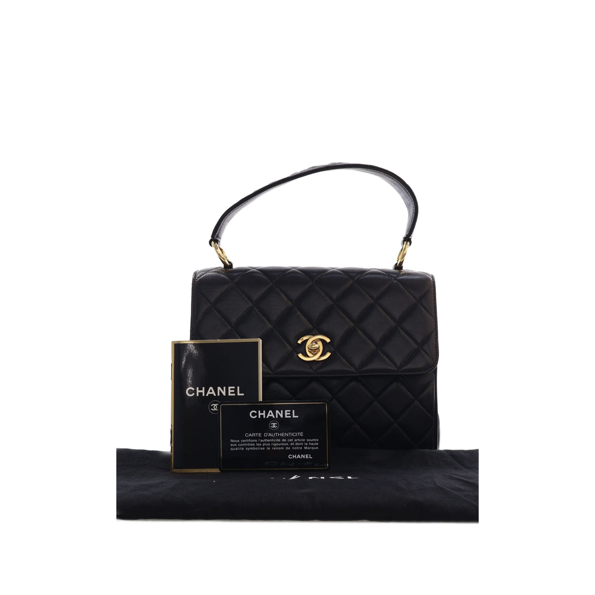 Chanel Mini Quilted Lambskin Kelly Top Handle Bag — Black