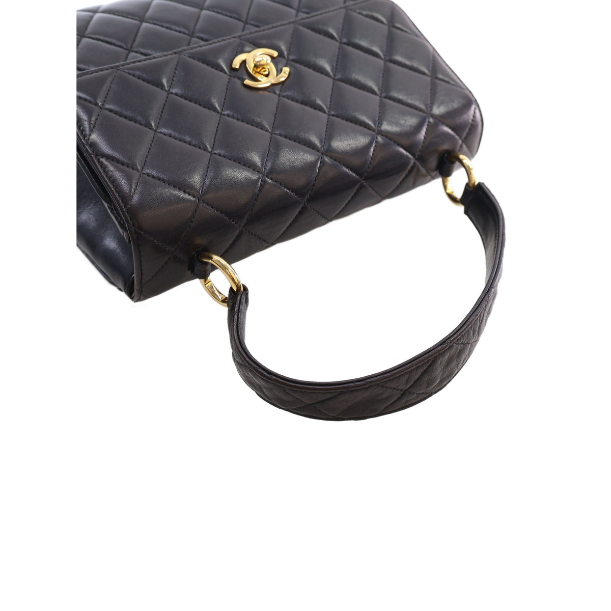 Chanel Mini Quilted Lambskin Kelly Top Handle Bag — Black