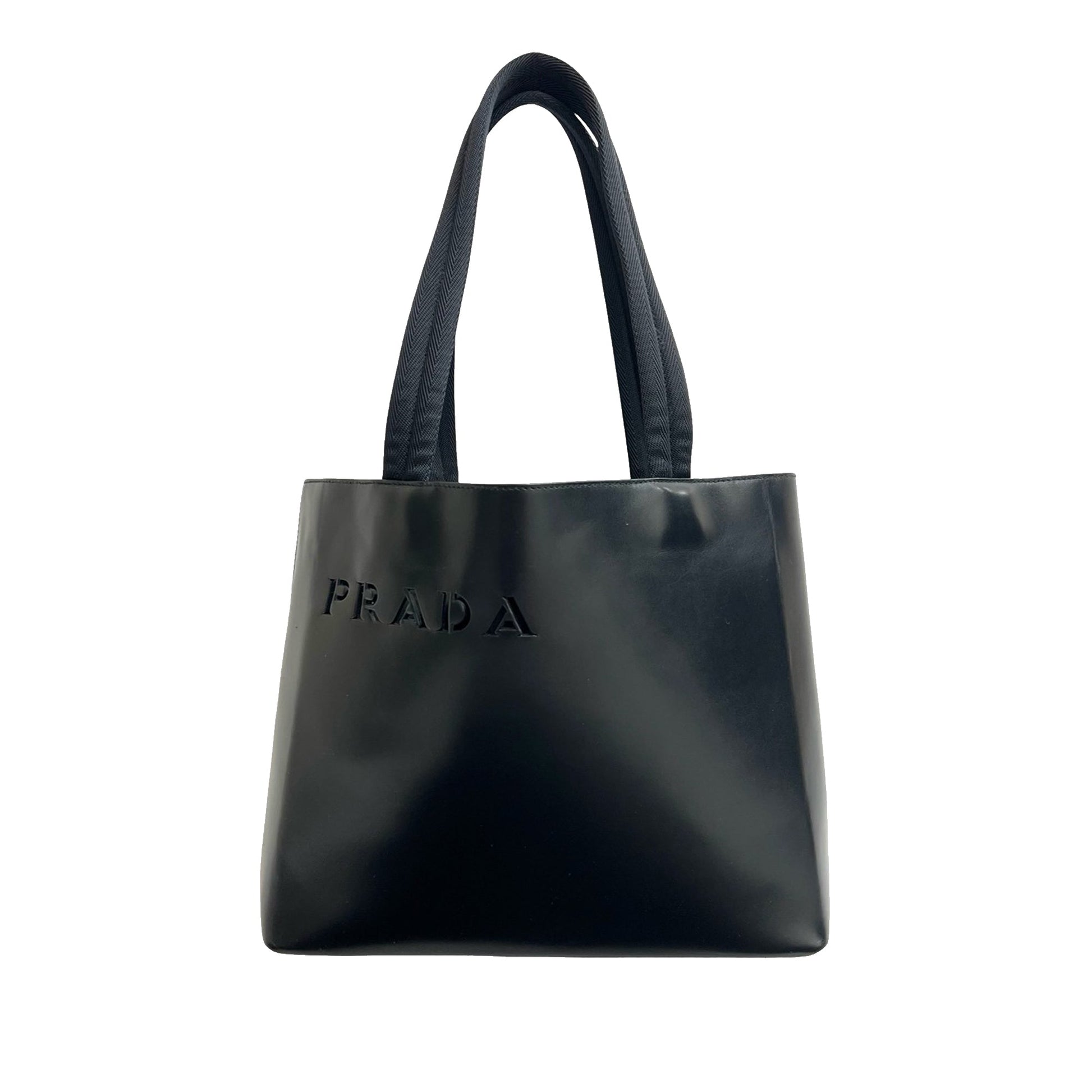Prada Spazzolato Laser Cut Logo Tote