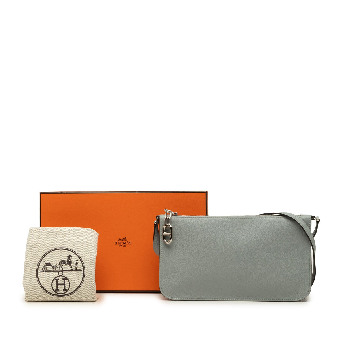 Hermès Evercolor Zipengo Chain D Ancre To Go Pouch — Gray