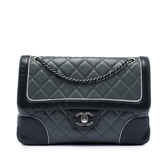 Chanel Paris Salzburg Medium Bicolor Quilted Lambskin Tyrolean Flap