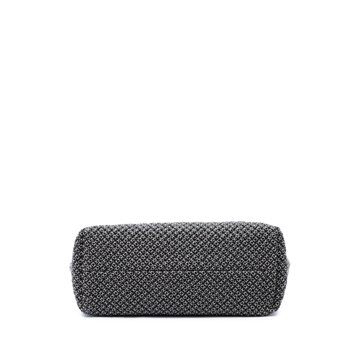 Bottega Veneta Limited Edition Medium Bicolor Lambskin Intreccio Cabat Tote — Black