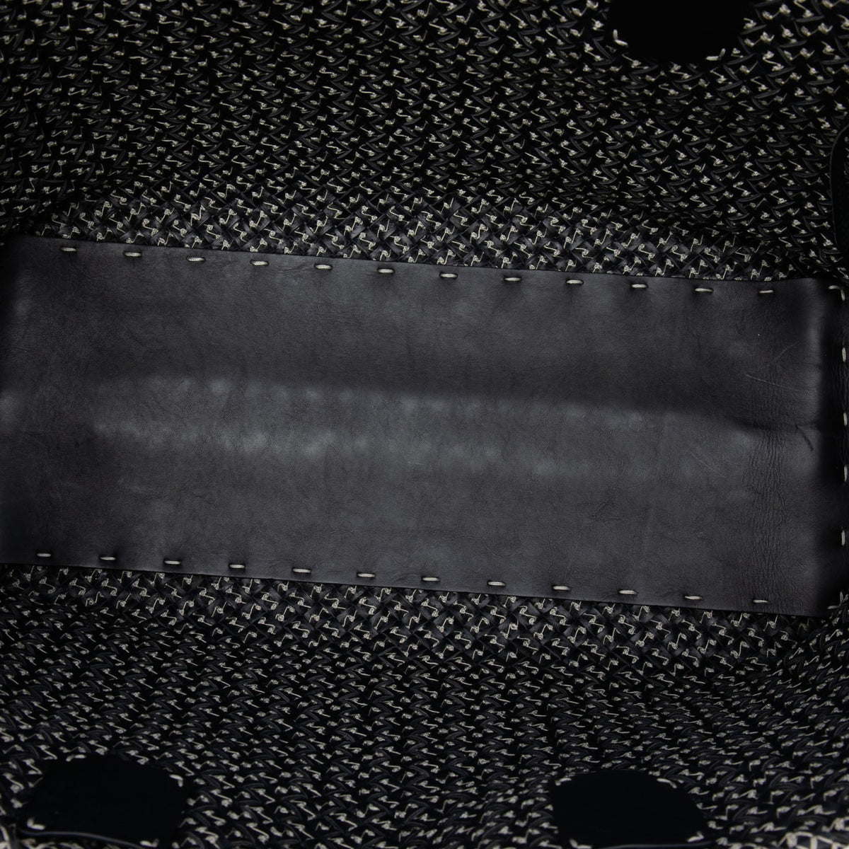 Bottega Veneta Limited Edition Medium Bicolor Lambskin Intreccio Cabat Tote — Black