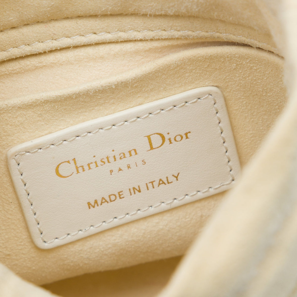 Dior Micro Calfskin Vibe Drawstring Bucket Bag — Beige