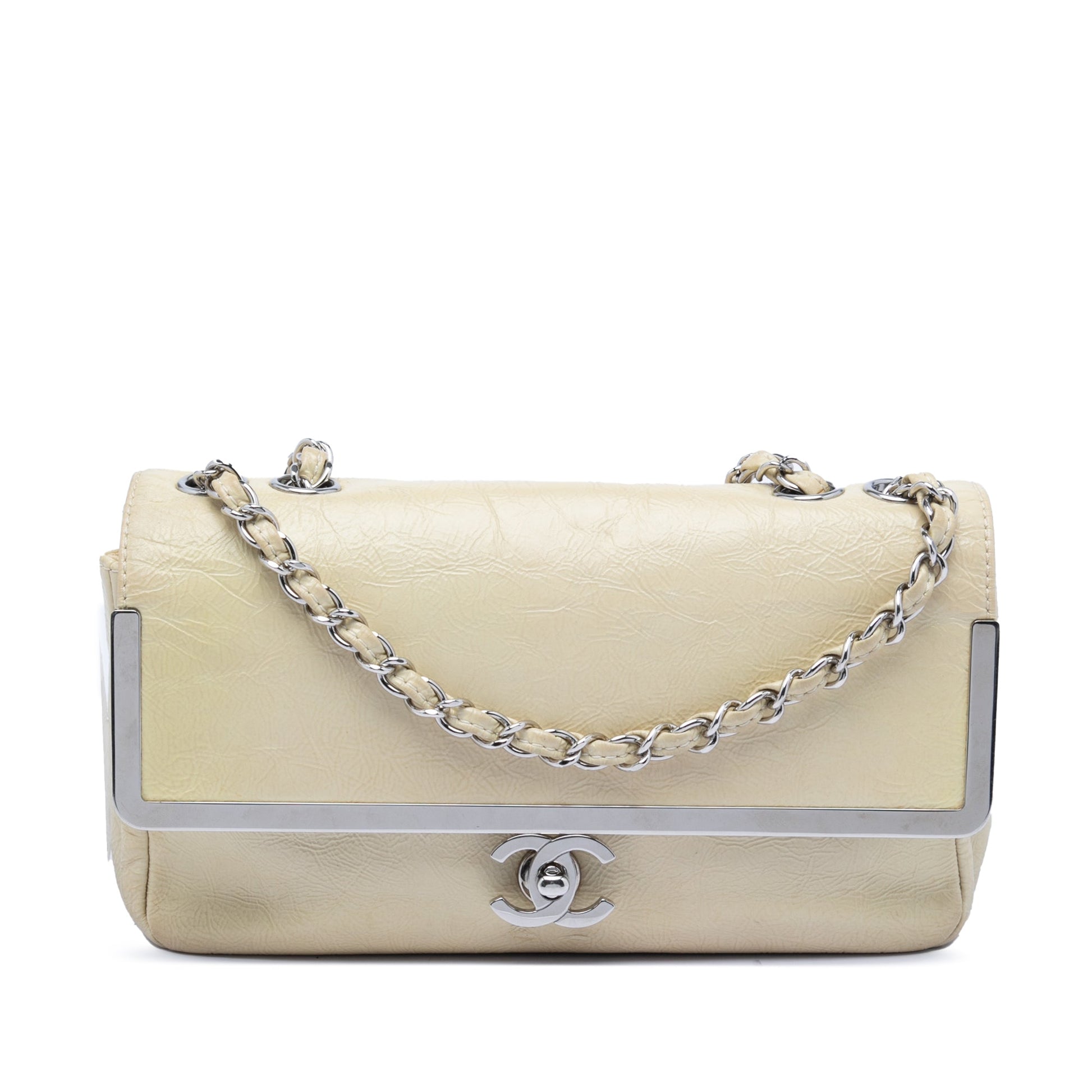 Small Distressed Patent Frame Single Flap