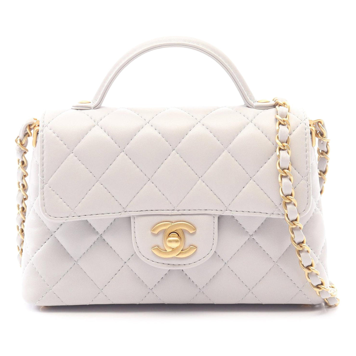 Chanel CC Quilted Lambskin Top Handle Flap