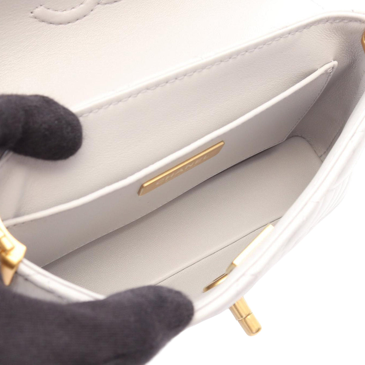 Chanel CC Quilted Lambskin Top Handle Flap