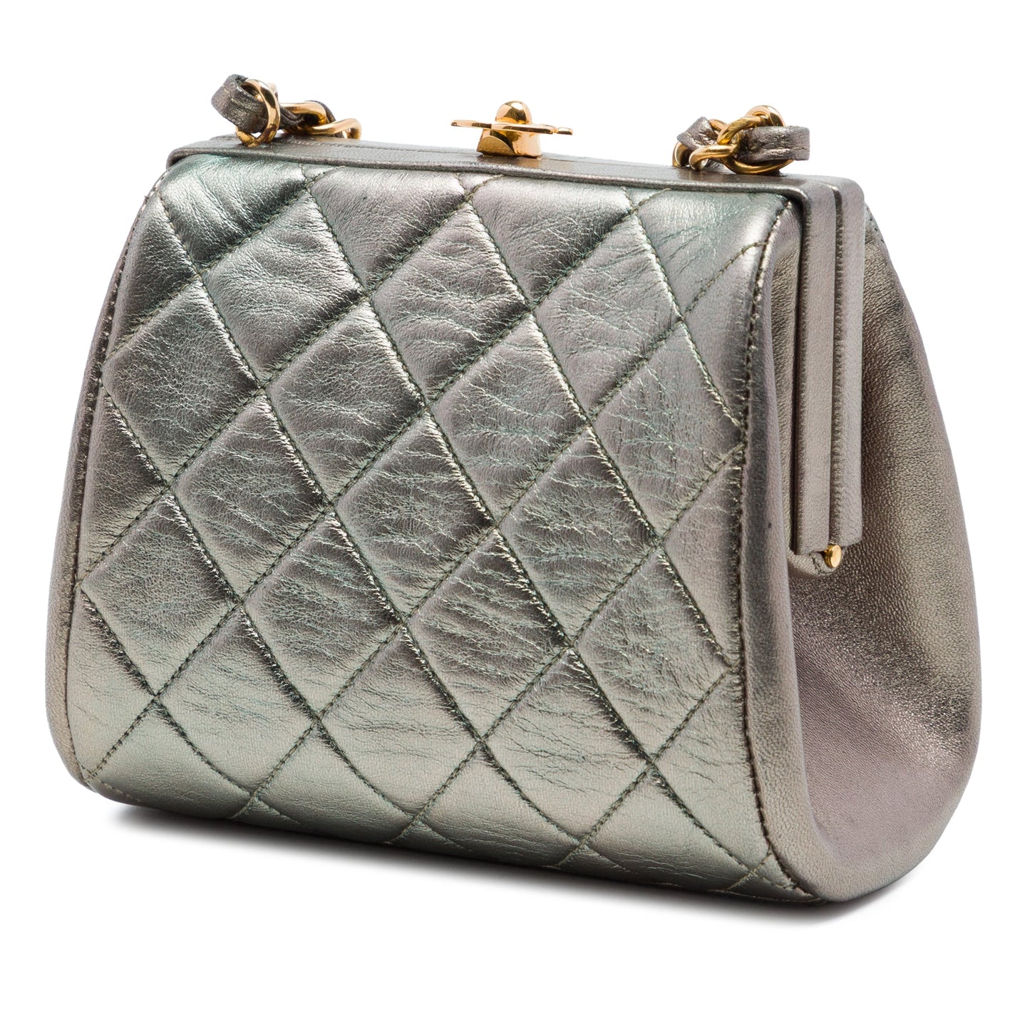 Chanel Mini CC Quilted Metallic Lambskin Frame Crossbody