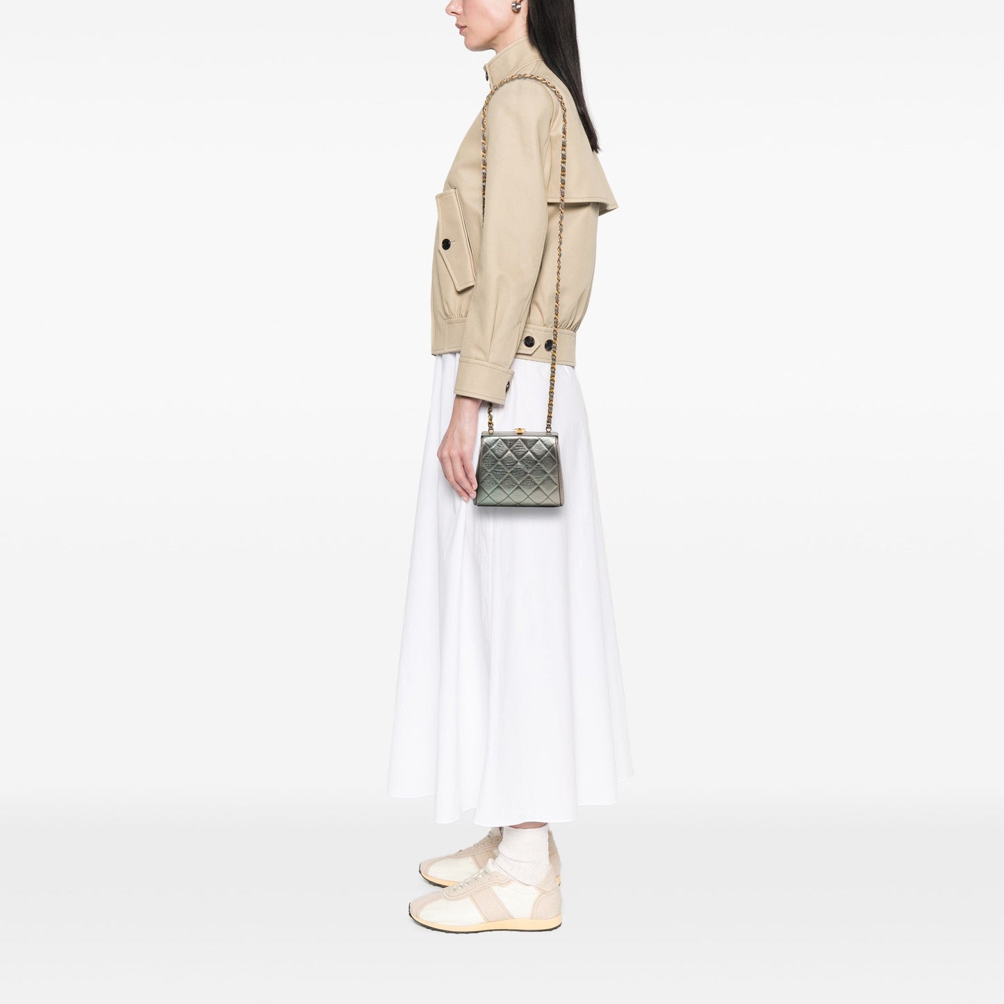 Chanel Mini CC Quilted Metallic Lambskin Frame Crossbody