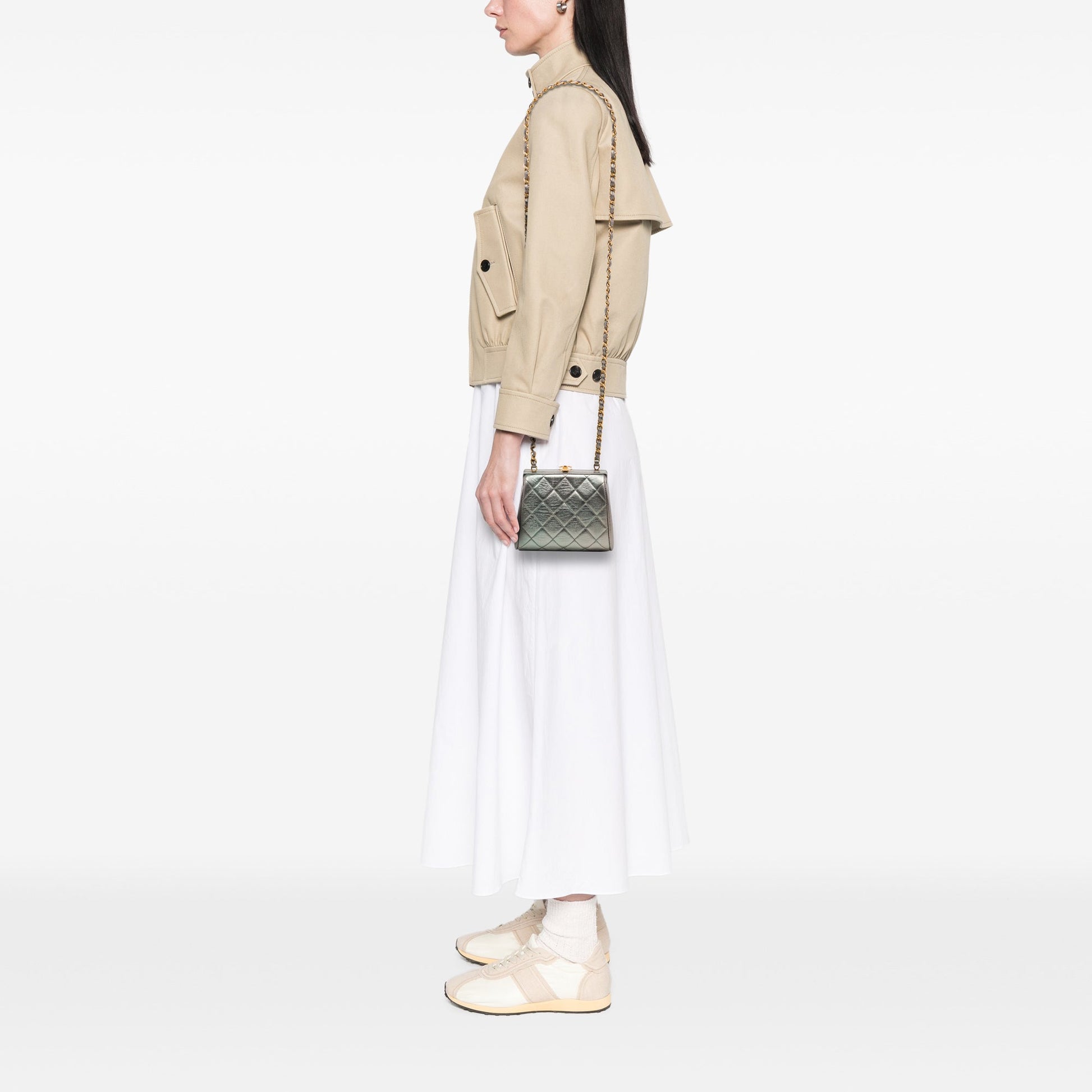 Chanel Mini CC Quilted Metallic Lambskin Frame Crossbody