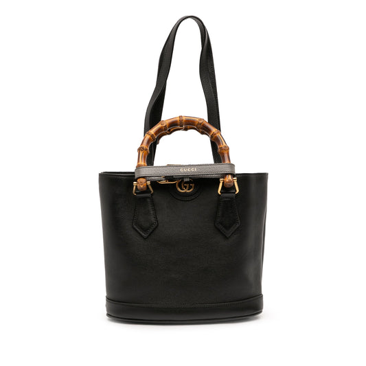 Gucci Small Calfskin Bamboo Diana Convertible Bucket Bag