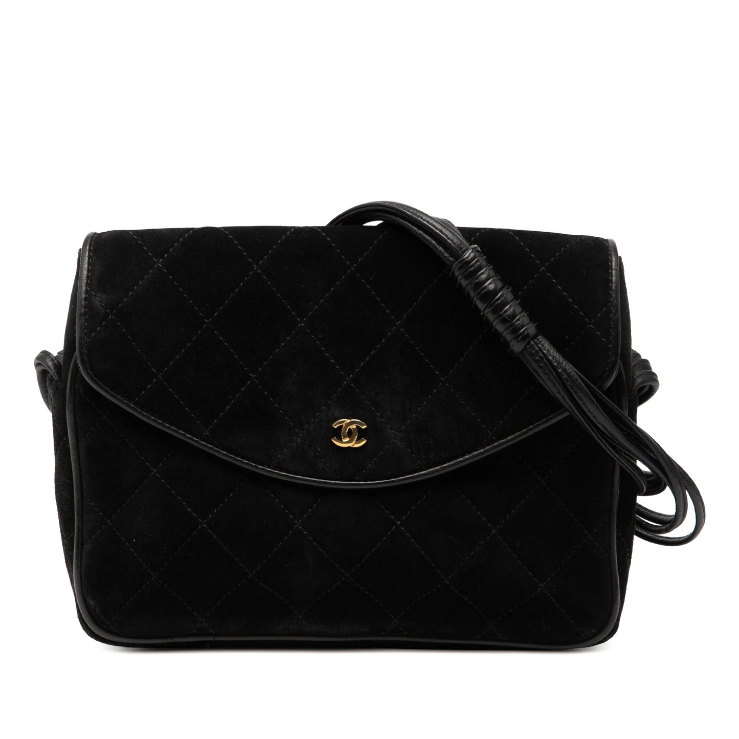 Chanel CC Quilted Suede Shoulder Bag