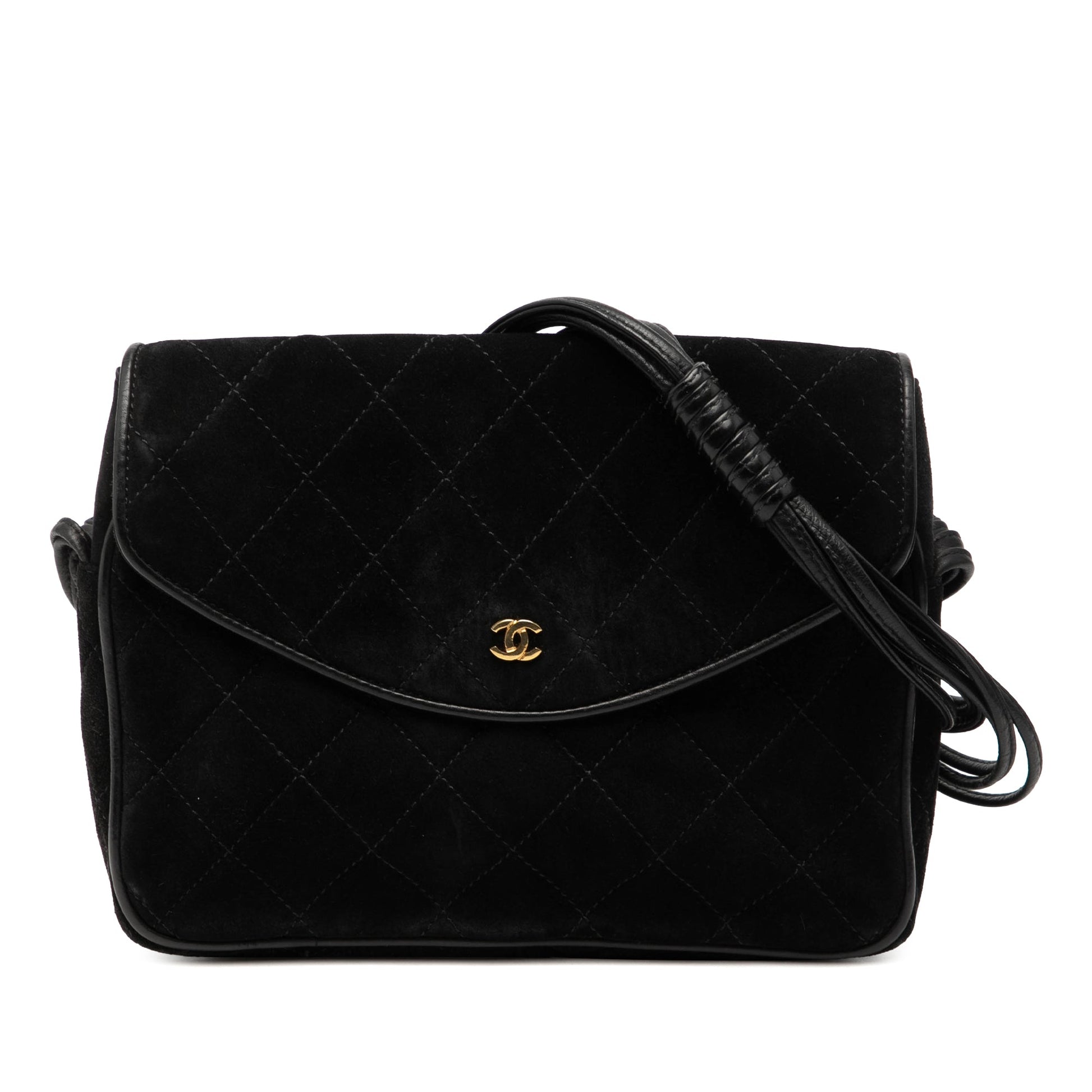 Chanel CC Quilted Suede Shoulder Bag
