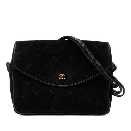 Chanel CC Quilted Suede Shoulder Bag