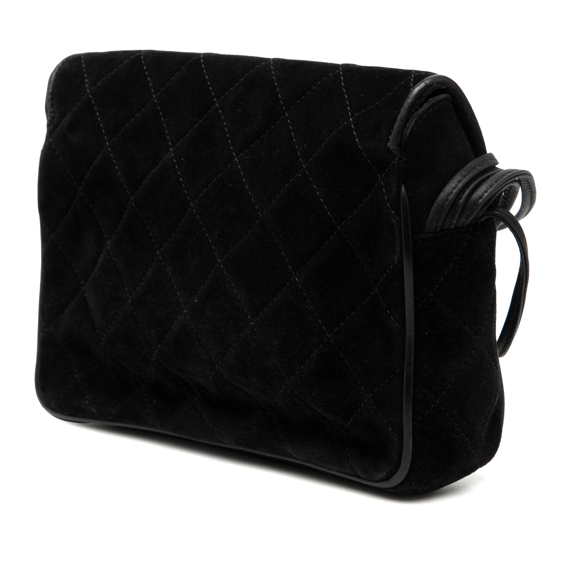 Chanel CC Quilted Suede Shoulder Bag