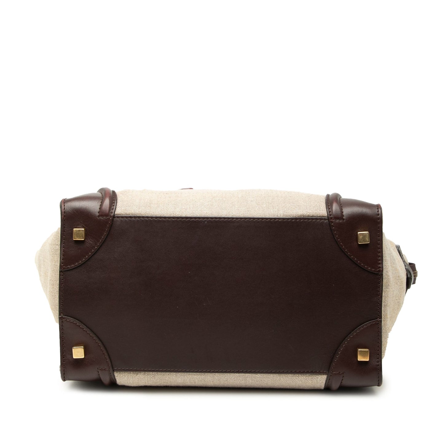 Celine Mini Tricolor Linen and Leather Luggage Tote