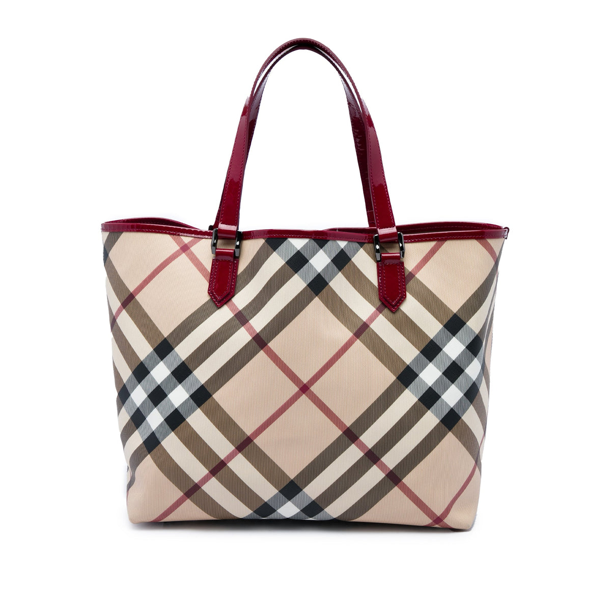 Burberry Supernova Check Coated Canvas Tote — Beige