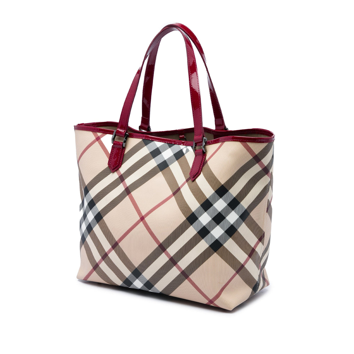 Burberry Supernova Check Coated Canvas Tote — Beige