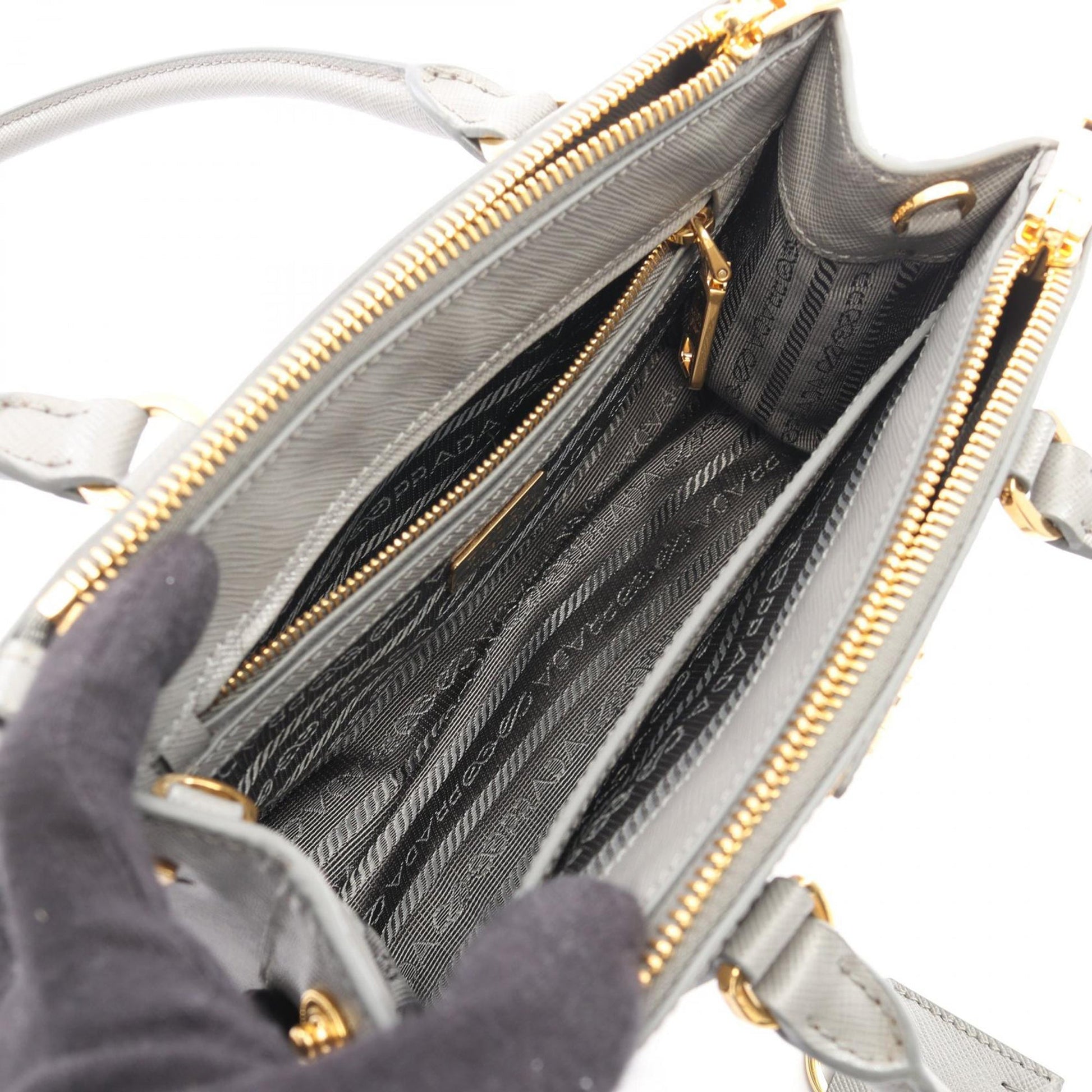 Prada Mini Saffiano Lux Galleria Double Zip Satchel