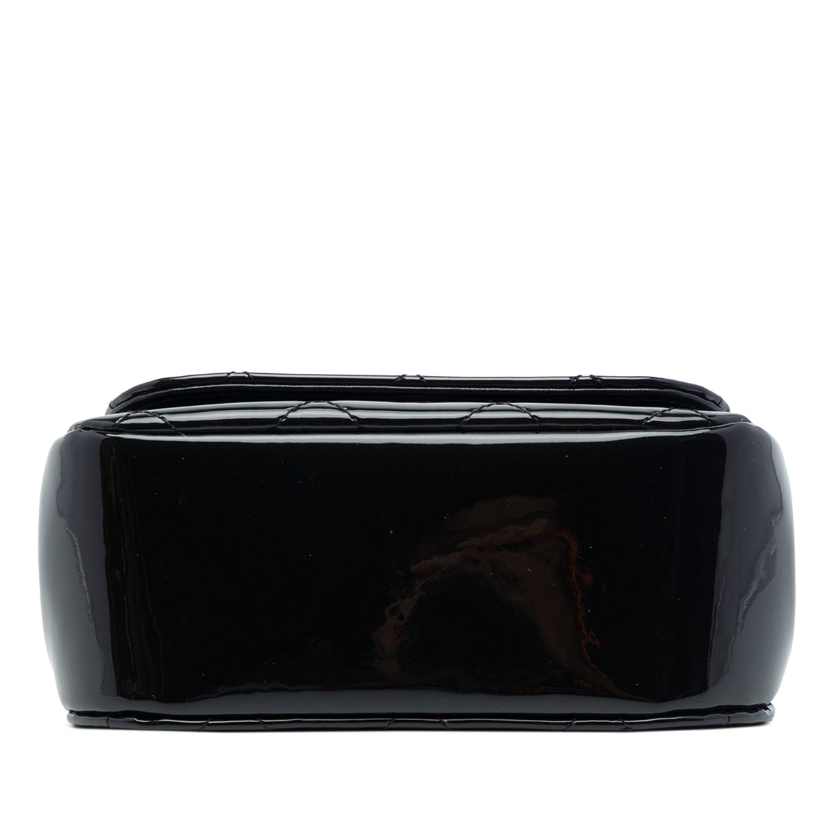 Chanel CC Quilted Patent Frame Flap Clutch with Chain — Black