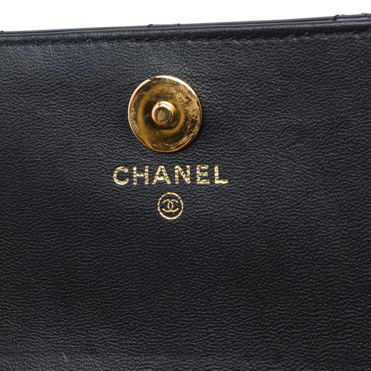 Chanel CC Quilted Patent Frame Flap Clutch with Chain — Black