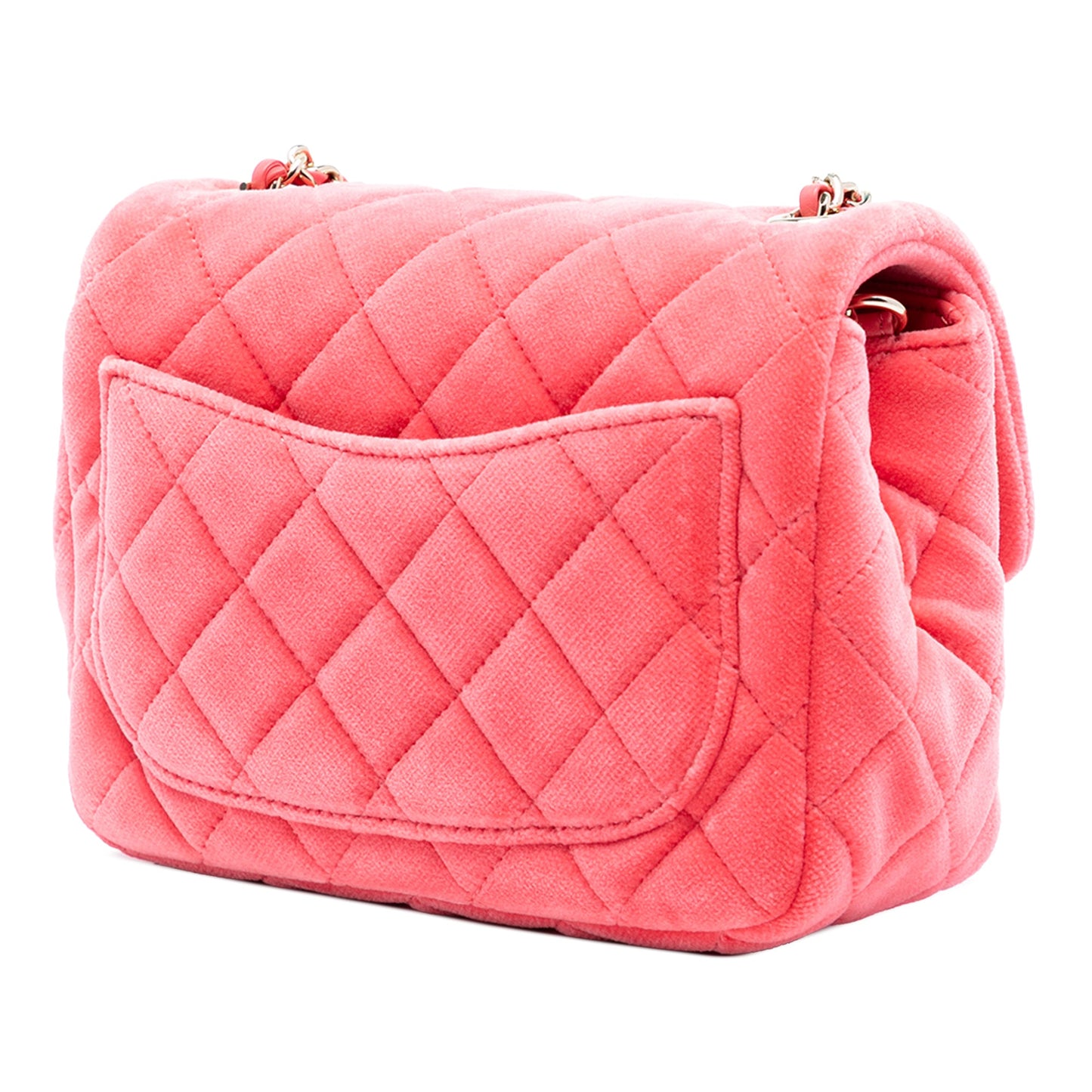 Chanel Mini Square Classic Velvet Pearl Crush Single Flap