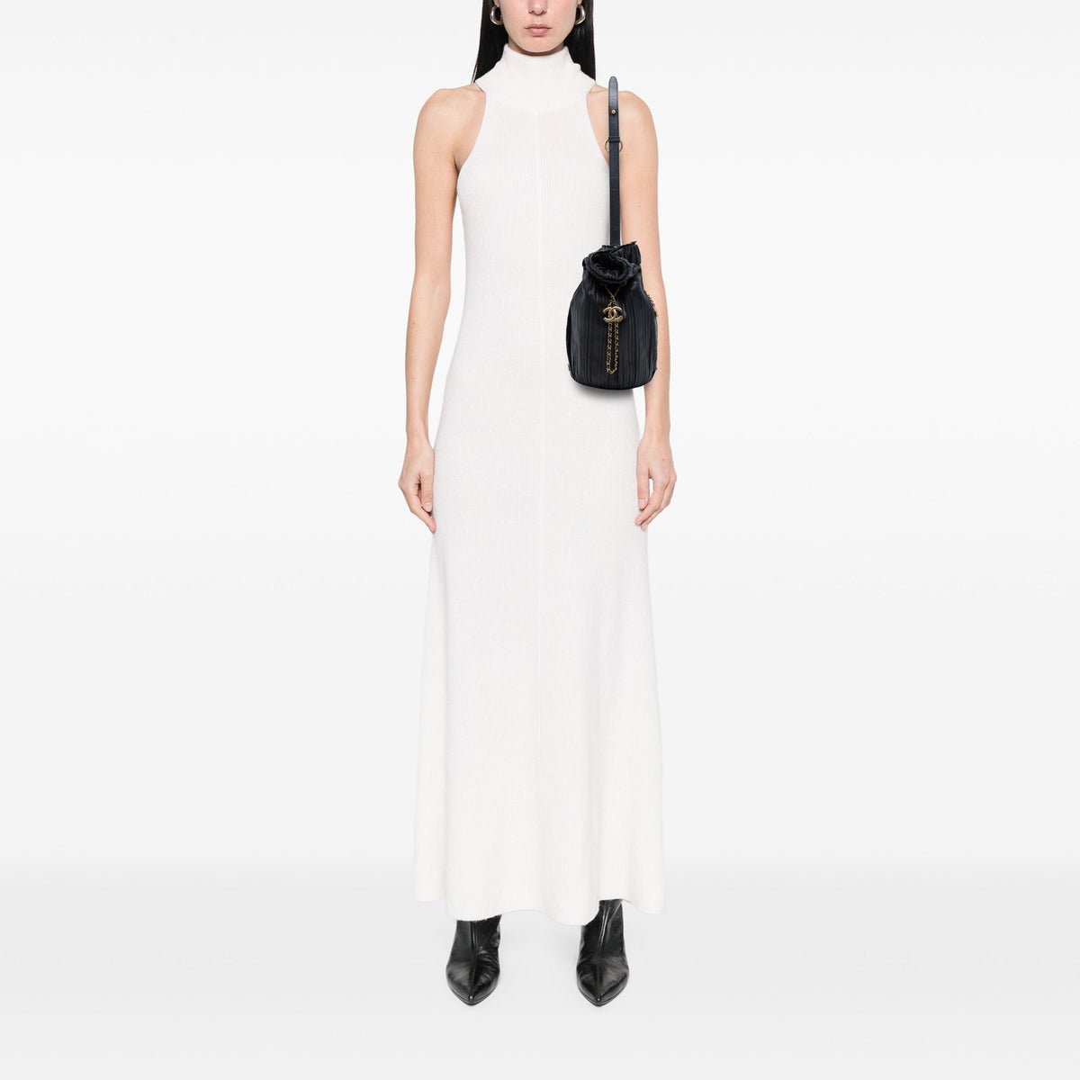 Chanel Small Calfskin Coco Pleats Drawstring Backpack — Black