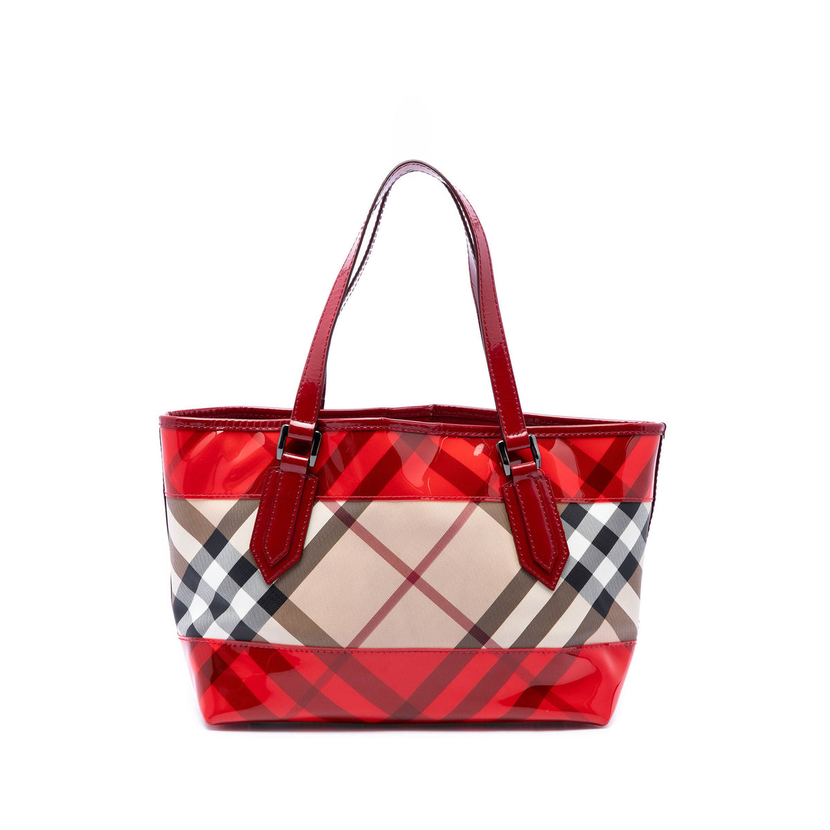 Burberry Vinyl Trimmed Supernova Check Coated Canvas Tote