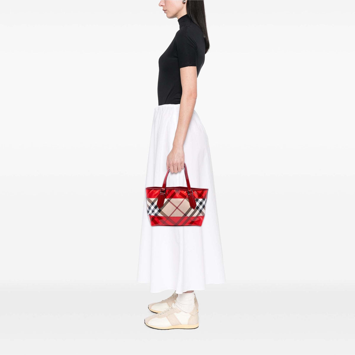 Burberry Vinyl Trimmed Supernova Check Coated Canvas Tote