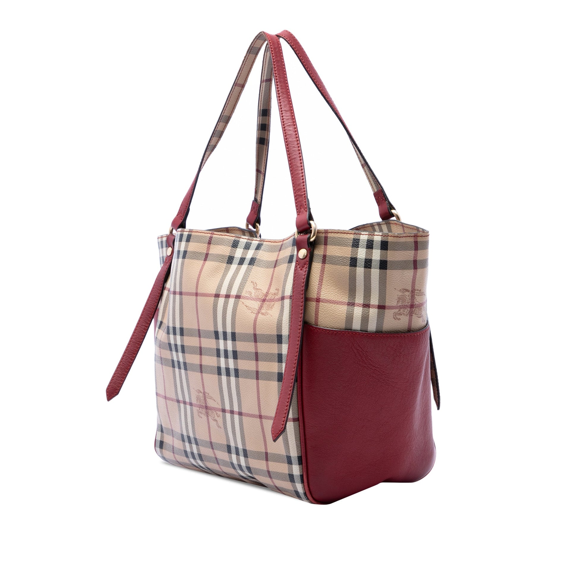 Burberry Small Leather Trimmed Haymarket Check Coated Canvas Canterbury Tote
