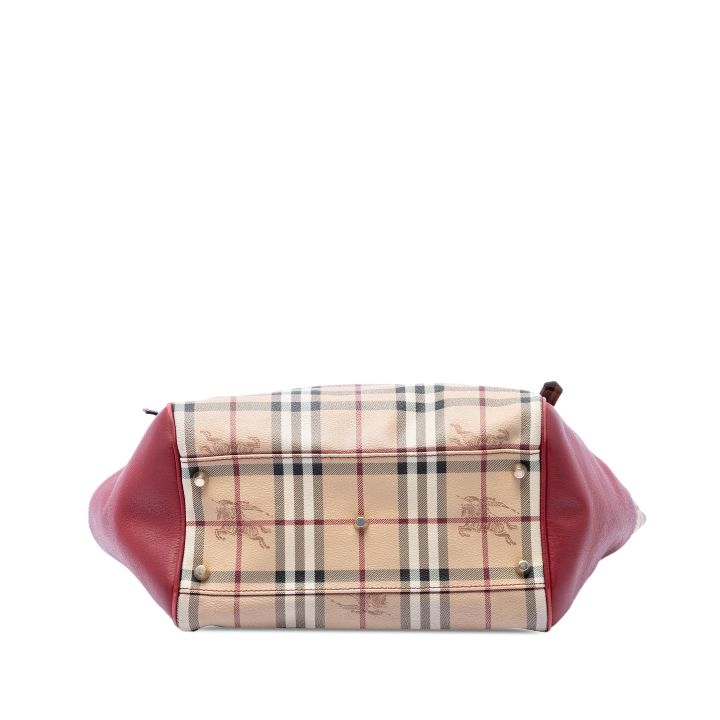 Burberry Small Leather Trimmed Haymarket Check Coated Canvas Canterbury Tote