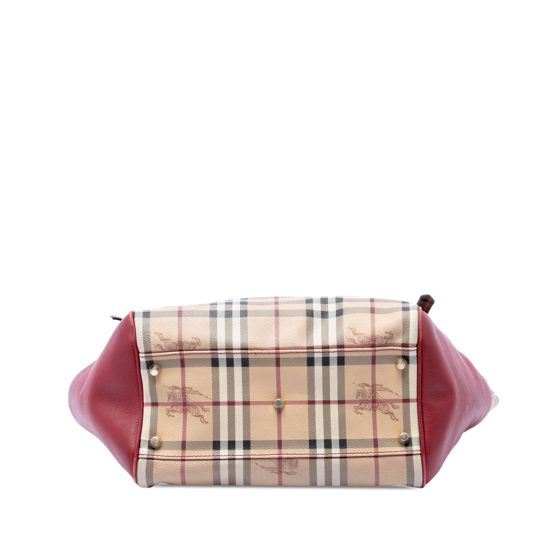 Burberry Small Leather Trimmed Haymarket Check Coated Canvas Canterbury Tote