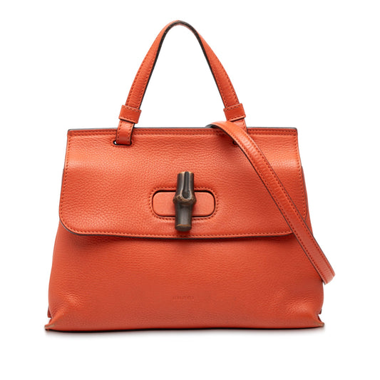 Gucci Small Leather Bamboo Daily Satchel