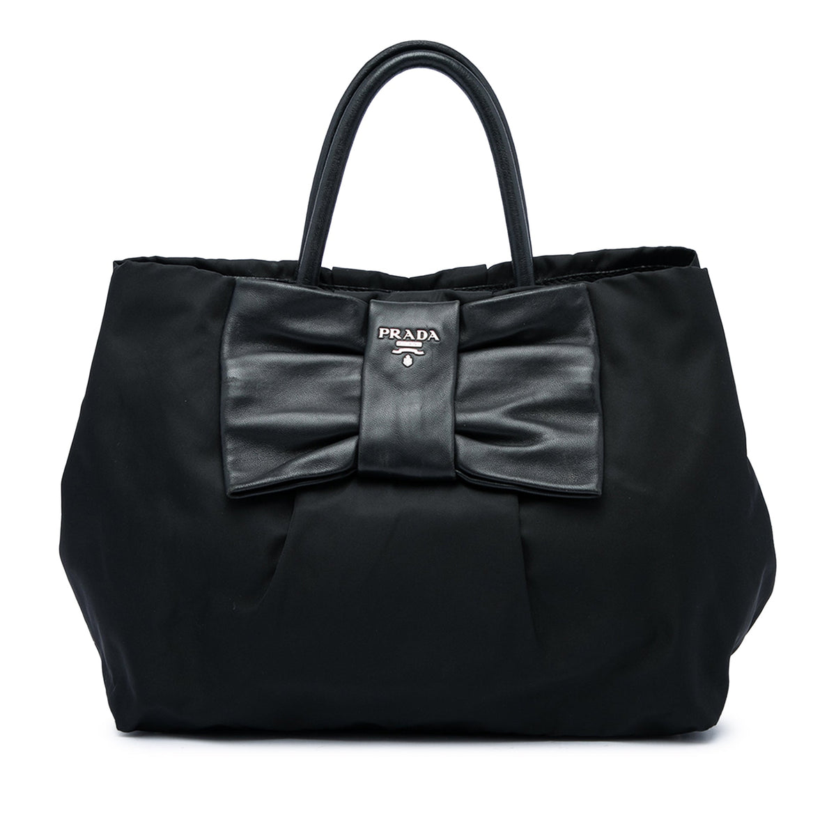 Prada Tessuto Fiocco Bow Tote — Black