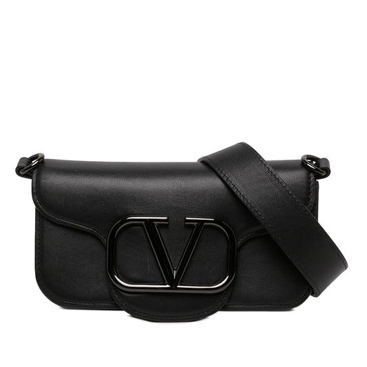 Valentino Small Calfskin VLogo Loco Satchel — Black