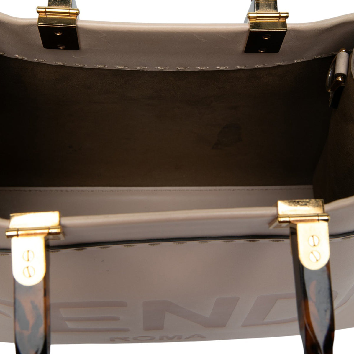 Fendi Medium Leather Sunshine Shopper Tote — Beige