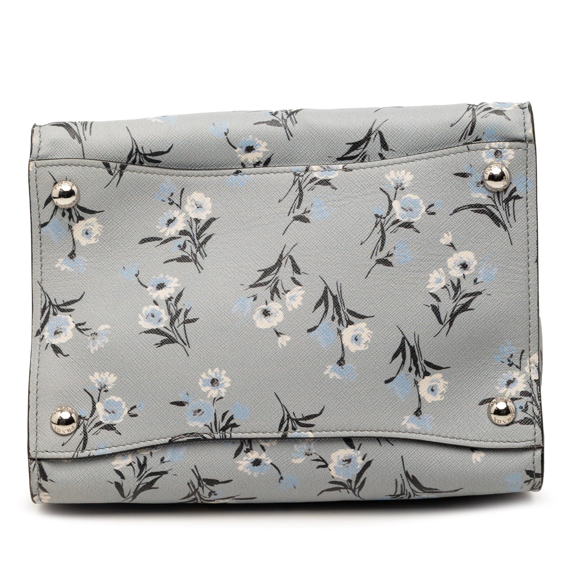 Saffiano Floral Print Twin Pocket Satchel