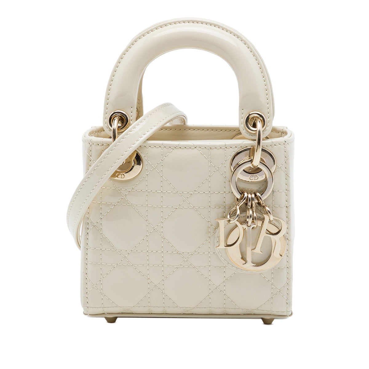 Dior Micro Patent Cannage Lady Dior — White