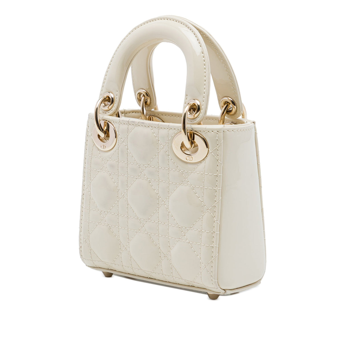 Dior Micro Patent Cannage Lady Dior — White